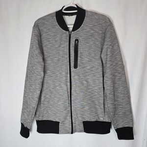 Xersion Quick Dri Bomber Jacket Gray Zip Pocket Athleisure Track Coat M‎